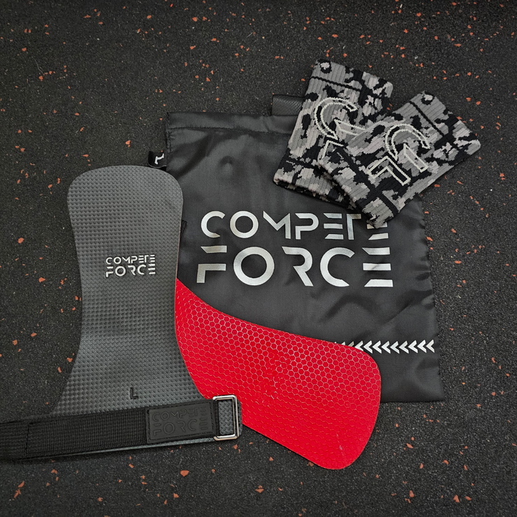 Carbon Fingerless Grips featuring carbon fiber surface and honeycomb silicone microfiber palm for optimal grip, durability, and comfort during intense workouts.